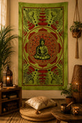 🧘 Mini Tenture Bouddha Love Flower Verte