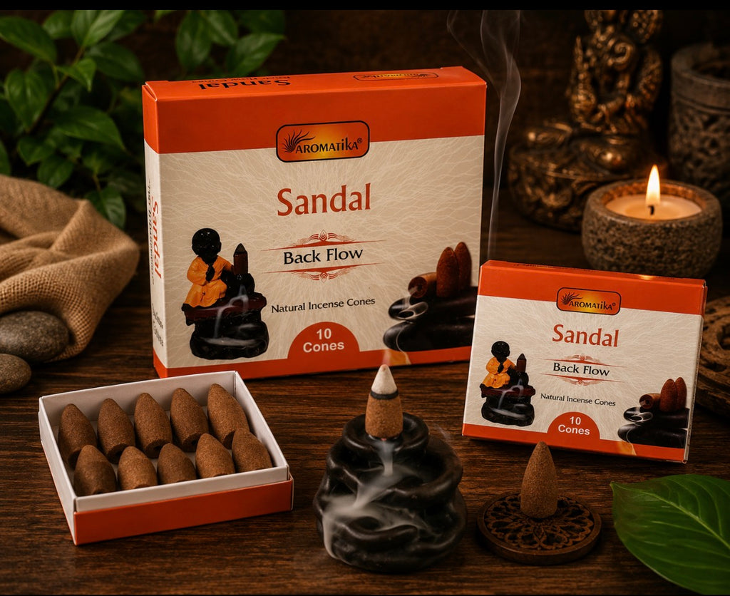 Aromatika Santal Backflow – 10 Cônes d’Encens Naturels