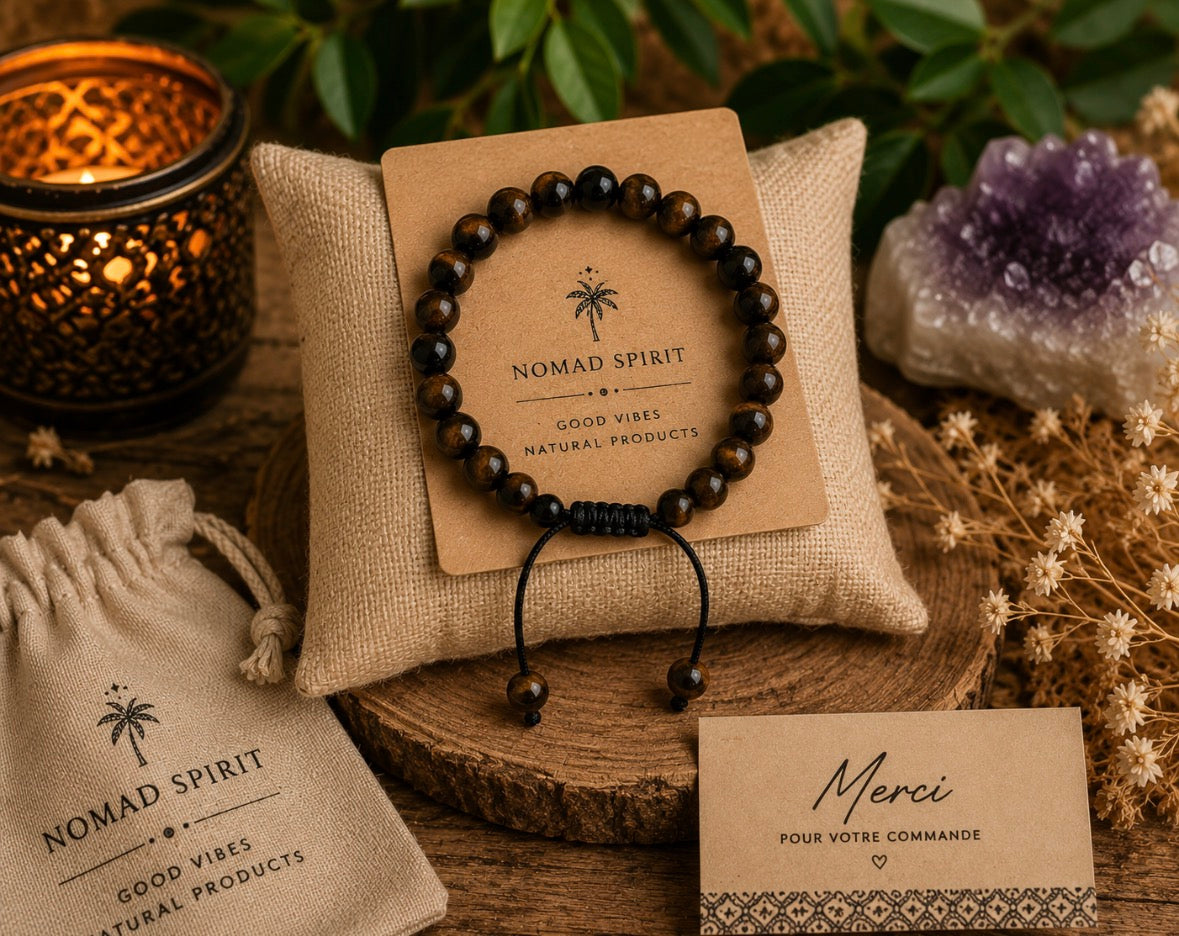 🌿 Bracelet Népalais Œil de Tigre – Protection & Confiance | 6 mm