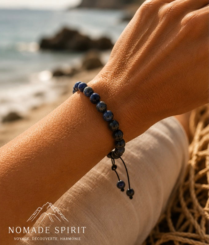 Bracelet Népalais Howlite Noire – Pierre Naturelle 6 mm