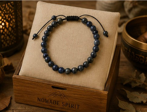 Bracelet Népalais Howlite Noire – Pierre Naturelle 6 mm